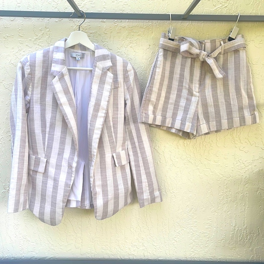 Striped blazer and shorts set